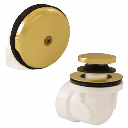Jones Stephens B07016 Polished Brass One-Hole Toe Touch Bath Waste Kit, Standard Half Kit, White Plastic