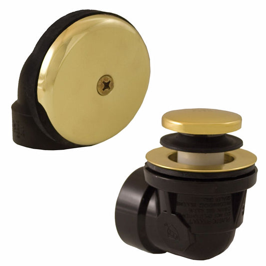 Jones Stephens B07017 Polished Brass One-Hole Toe Touch Bath Waste Kit, Standard Half Kit, Black Plastic