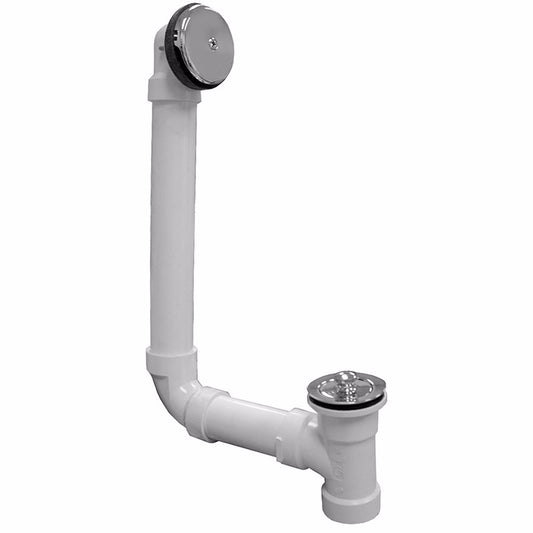 Jones Stephens B07020 Chrome Plated One-Hole Lift and Turn Bath Waste Kit, Direct T-Waste Full Kit, White Plastic