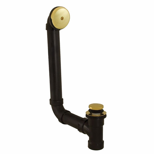 Jones Stephens B07027 Polished Brass One-Hole Toe Touch Bath Waste Kit, Direct T-Waste Full Kit, Black Plastic