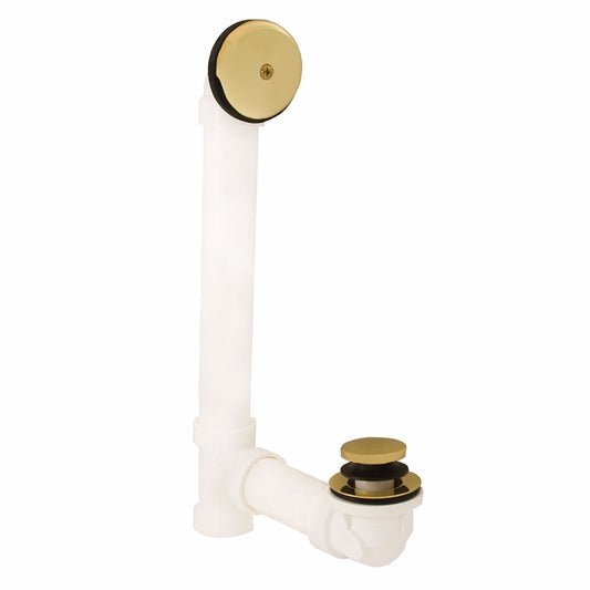 Jones Stephens B07036 Polished Brass One-Hole Toe Touch Bath Waste Kit, Standard Full Kit, White Plastic