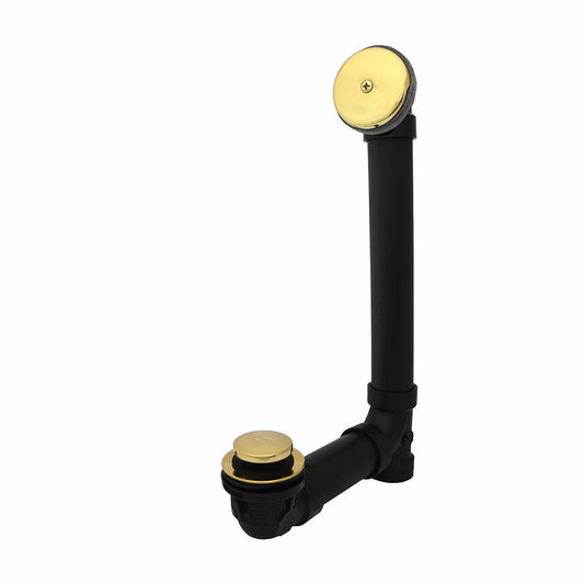 Jones Stephens B07037 Polished Brass One-Hole Toe Touch Bath Waste Kit, Standard Full Kit, Black Plastic