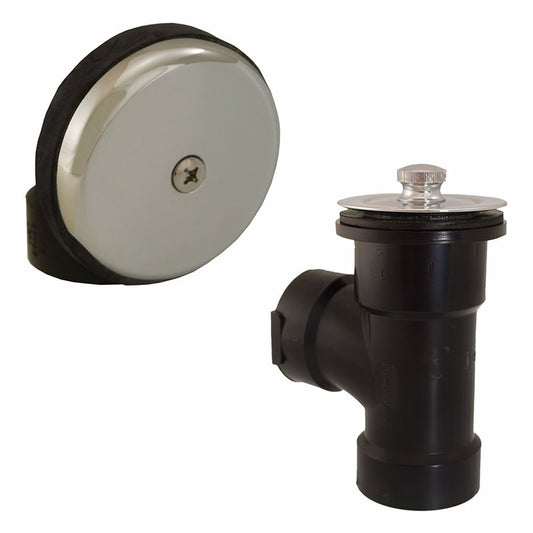 Jones Stephens B07039 Chrome Plated Brass Lift and Turn One-Hole Bath Waste Kit, Direct T-Waste Half Kit, Black Plastic