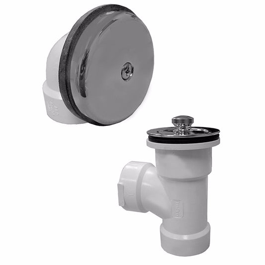 Jones Stephens B07040 Chrome Plated One-Hole Friction Lift Bath Waste Kit, Direct T-Waste Half Kit, White Plastic