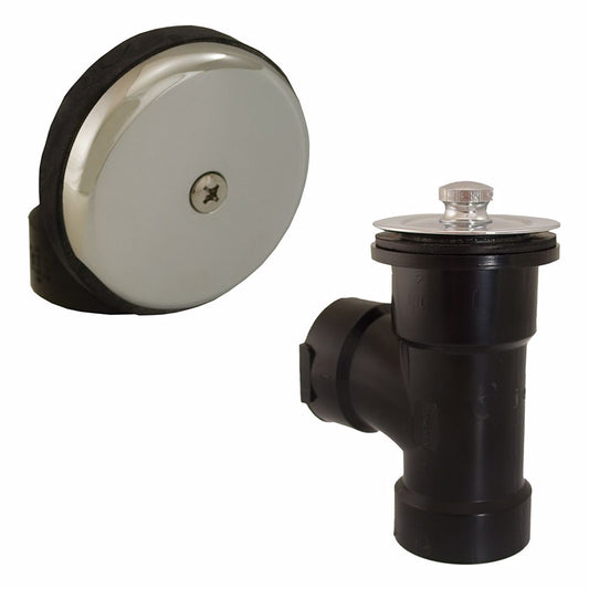 Jones Stephens B07041 Chrome Plated One-Hole Friction Lift Bath Waste Kit, Direct T-Waste Half Kit, Black Plastic