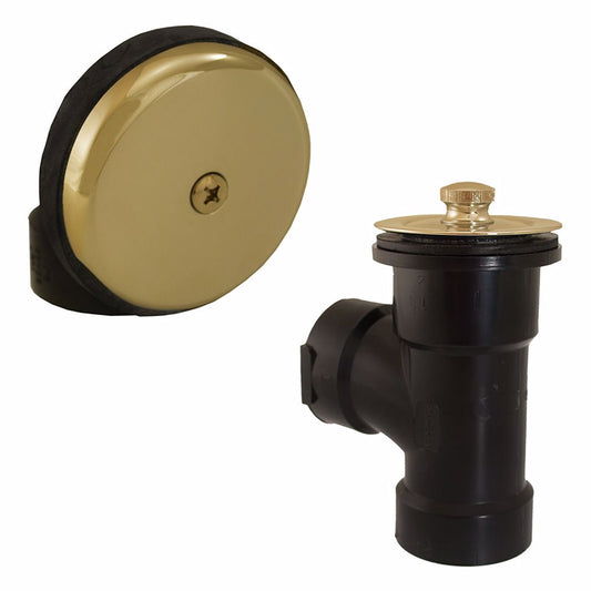Jones Stephens B07043 Polished Brass One-Hole Friction Lift Bath Waste Kit, Direct T-Waste Half Kit, Black Plastic