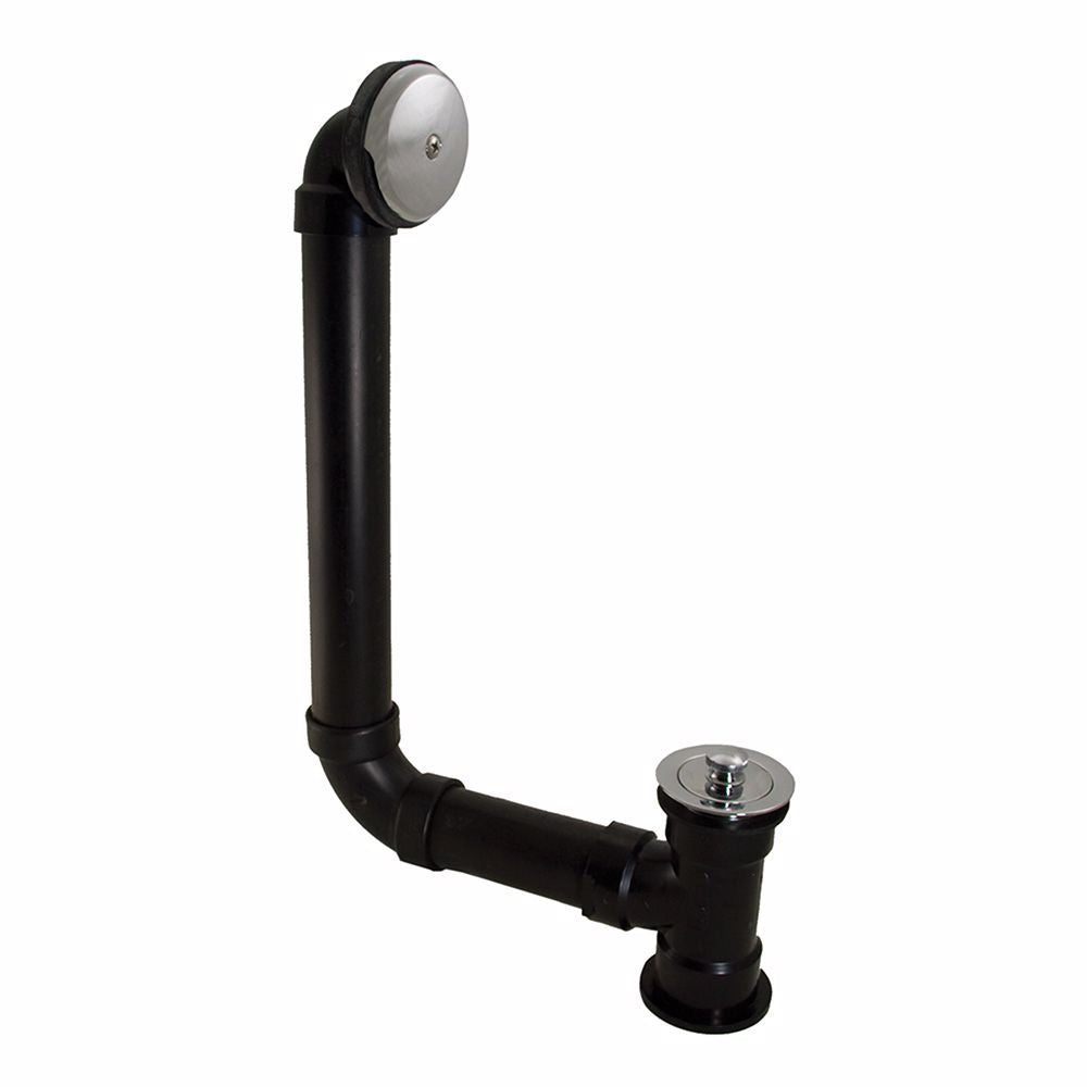 Jones Stephens B07045 Chrome Plated Brass One-Hole Lift and Turn Bath Waste Kit, Direct T-Waste Full Kit, Black Plastic