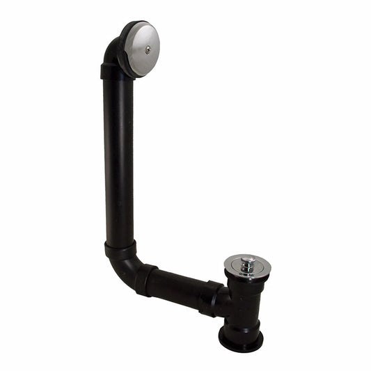 Jones Stephens B07045 Chrome Plated Brass One-Hole Lift and Turn Bath Waste Kit, Direct T-Waste Full Kit, Black Plastic
