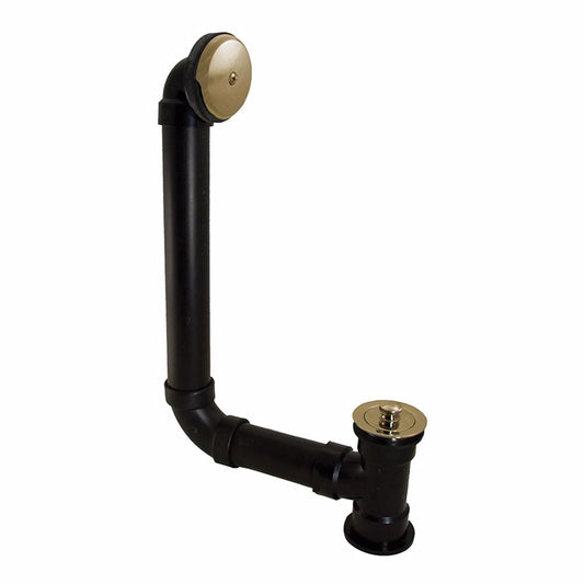 Jones Stephens B07049 Polished Brass One-Hole Friction Lift Bath Waste Kit, Direct T-Waste Full Kit, Black Plastic
