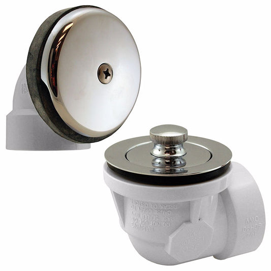 Jones Stephens B07050 Chrome Plated Brass One-Hole Lift and Turn Bath Waste Kit, Standard Half Kit, White Plastic