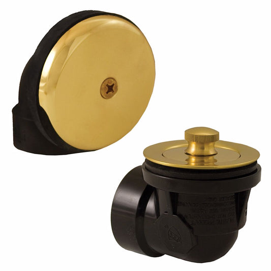 Jones Stephens B07055 Polished Brass One-Hole Friction Lift Bath Waste Kit, Standard Half Kit, Black Plastic
