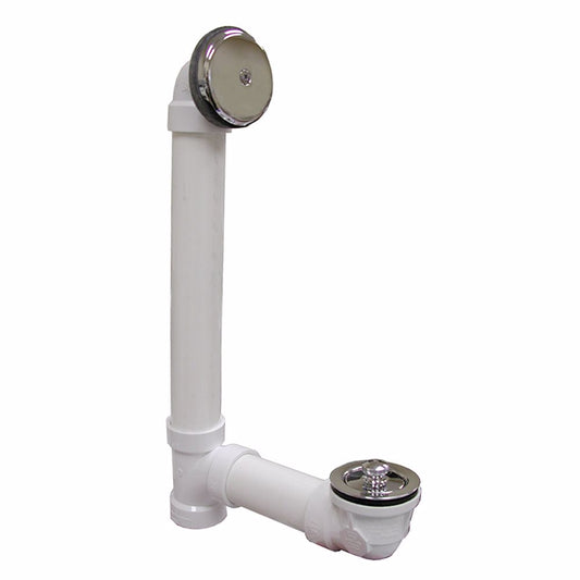 Jones Stephens B07056 Chrome Plated One-Hole Lift and Turn Bath Waste Kit, Standard Full Kit, White Plastic