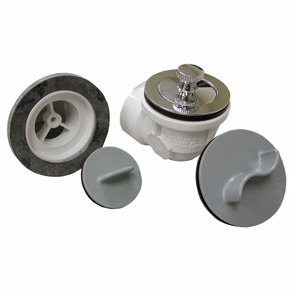 Jones Stephens B07072 Chrome Plated One-Hole Rough-In Bath Waste Kit with Friction Lift Drain and Test Kit, PVC
