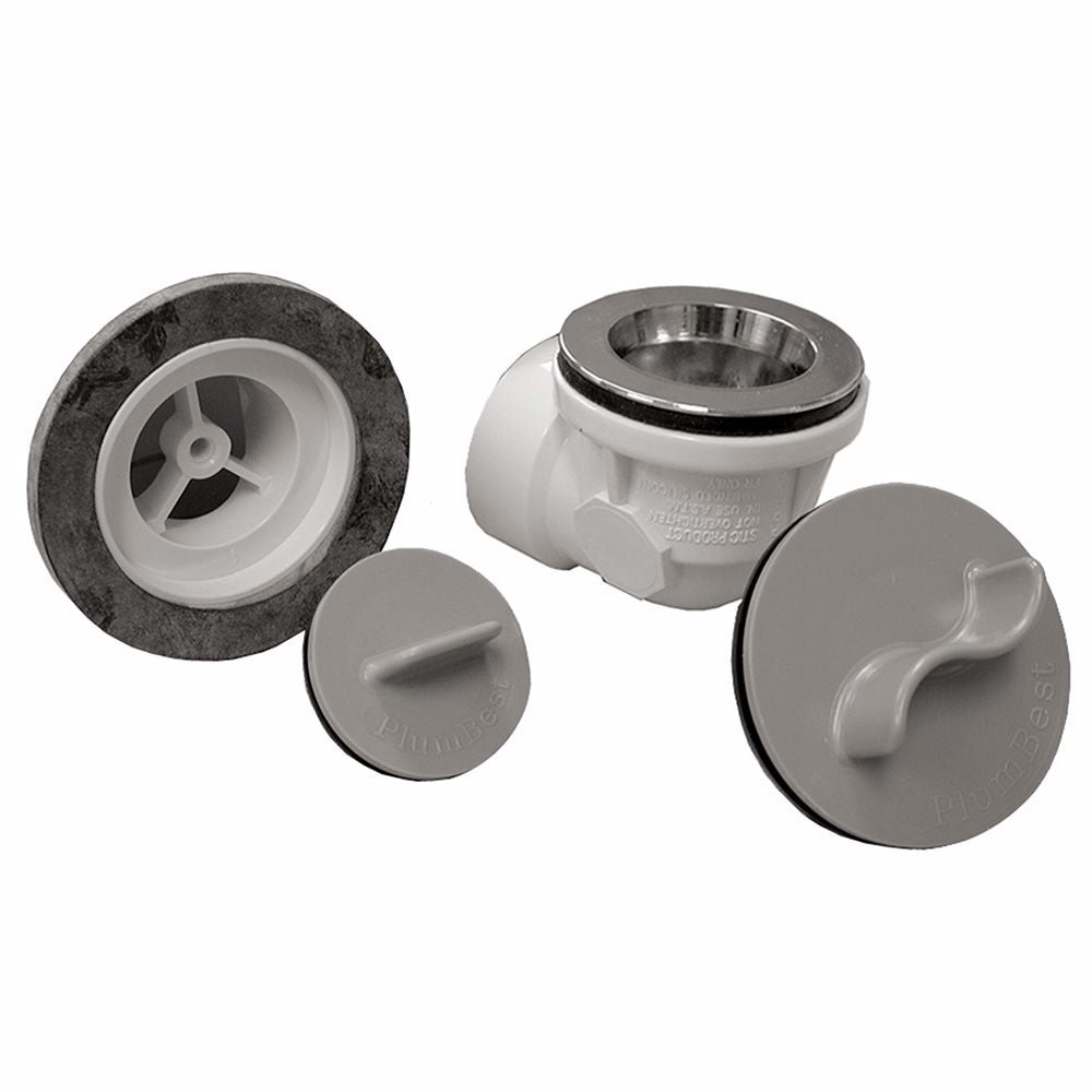 Jones Stephens B07075 Chrome Plated One-Hole Rough-In Bath Waste Kit with Friction Lift Drain, PVC