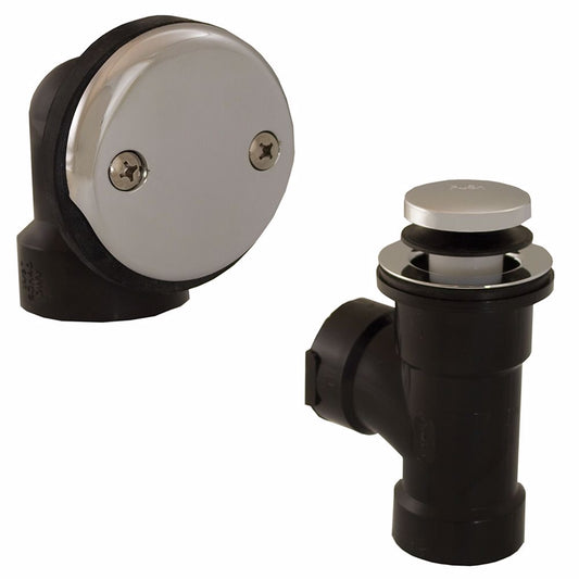 Jones Stephens B07104 Chrome Plated Two-Hole Toe Touch Bath Waste Kit, Direct T-Waste Half Kit, Black Plastic