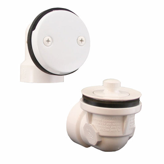 Jones Stephens B0711PW Polar White Two-Hole Lift and Turn Bath Waste Kit, Standard Half Kit, White Plastic