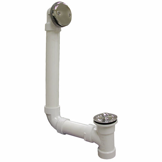 Jones Stephens B07120 Chrome Plated Two-Hole Lift and Turn Bath Waste Kit, Direct T-Waste Full Kit, White Plastic