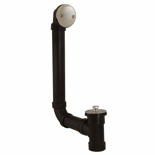 Jones Stephens B07121 Chrome Plated Two-Hole Lift and Turn Bath Waste Kit, Direct T-Waste Full Kit, Black Plastic