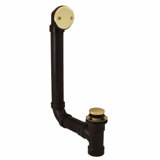 Jones Stephens B07127 Polished Brass Two-Hole Toe Touch Bath Waste Kit, Direct T-Waste Full Kit, Black Plastic