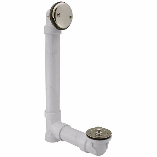 Jones Stephens B07130 Chrome Plated Two-Hole Lift and Turn Bath Waste Kit, Standard Full Kit, White Plastic