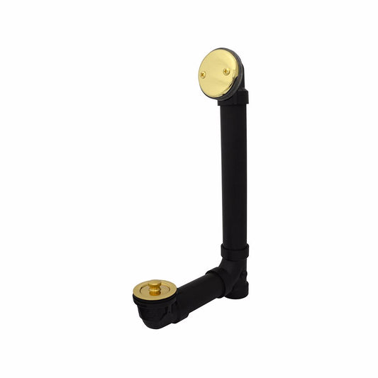 Jones Stephens B07135 Polished Brass Two-Hole Lift and Turn Bath Waste Kit, Standard Full Kit, Black Plastic