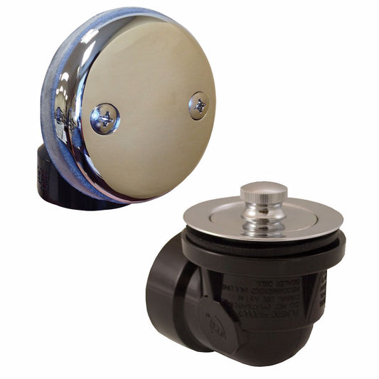 Jones Stephens B07151 Chrome Plated Brass Lift and Turn Two-Hole Bath Waste Kit, Standard Half Kit, Black Plastic
