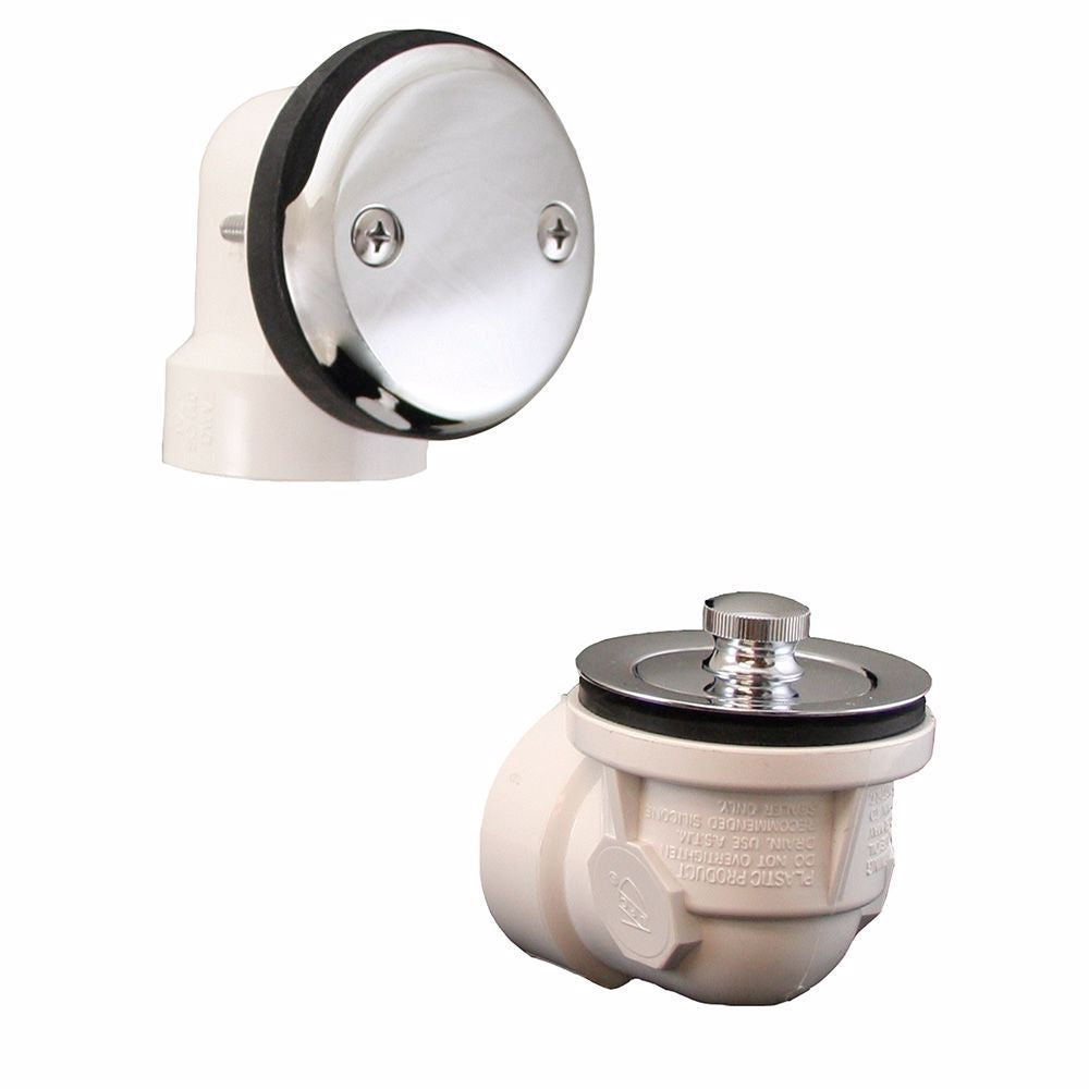 Jones Stephens B07152 Chrome Plated Two-Hole Friction Lift Bath Waste Kit, Standard Half Kit, White Plastic