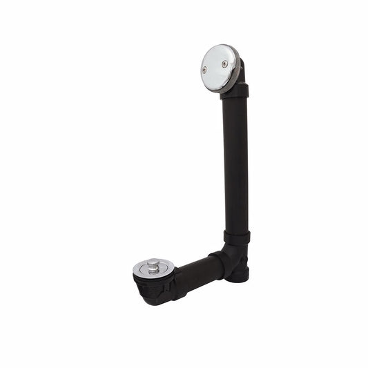Jones Stephens B07157 Chrome Plated Brass Two-Hole Lift and Turn Bath Waste Kit, Standard Full Kit, Black Plastic