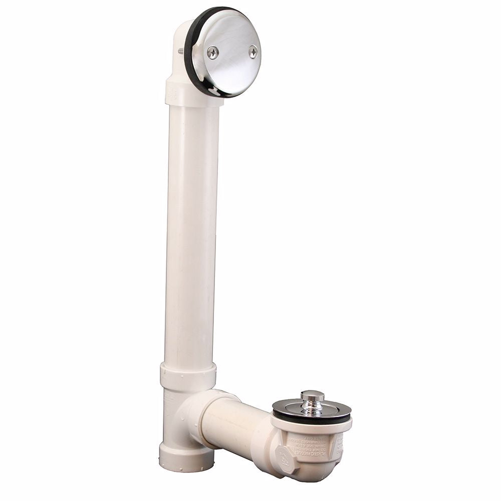 Jones Stephens B07158 Chrome Plated Two-Hole Friction Lift Bath Waste Kit, Standard Full Kit, White Plastic