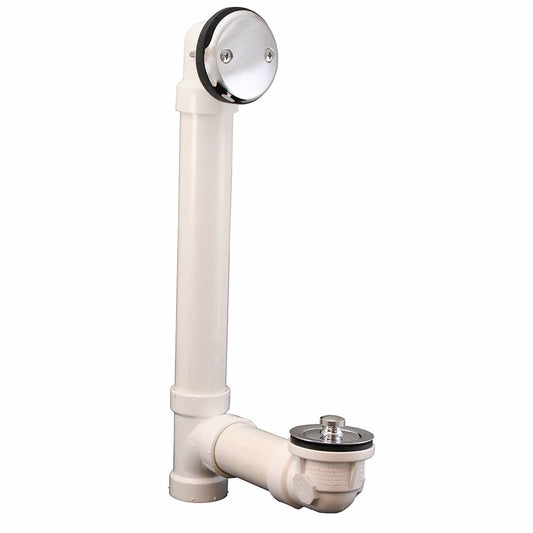 Jones Stephens B07158 Chrome Plated Two-Hole Friction Lift Bath Waste Kit, Standard Full Kit, White Plastic