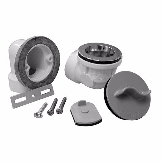 Jones Stephens B07170 Chrome Plated Two-Hole Rough-In Bath Waste Kit with Lift and Turn Drain and Test Kit, PVC