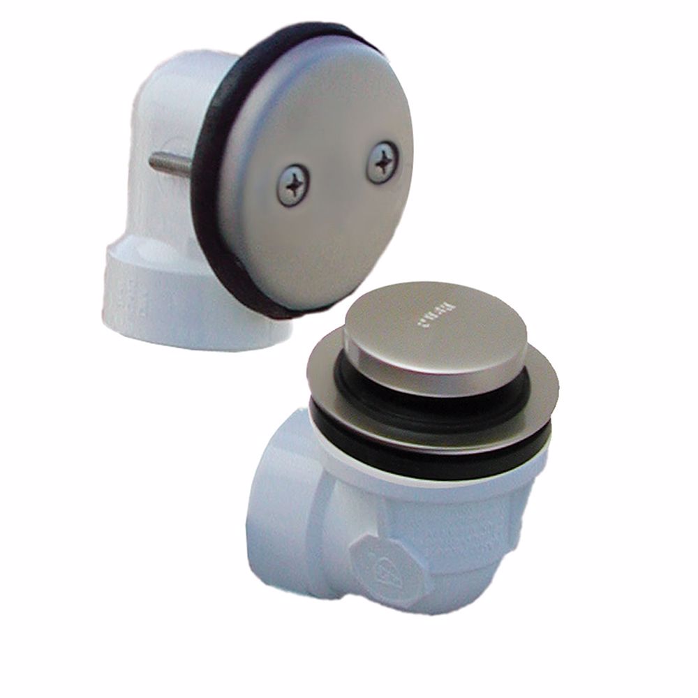 Jones Stephens B0717BN Brushed Nickel Two-Hole Toe Touch Bath Waste Kit, Standard Half Kit, White Plastic