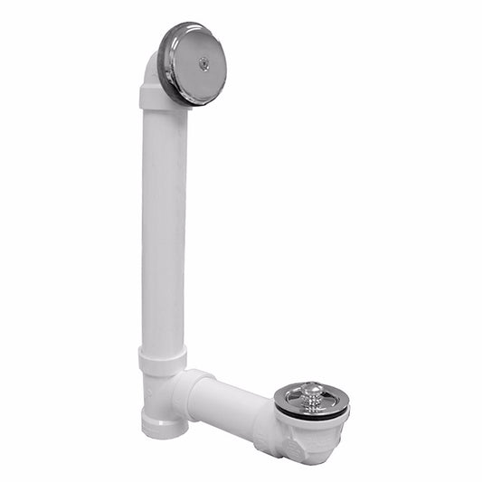 Jones Stephens B07219 Chrome Plated One-Hole Friction Lift Bath Waste Kit, Standard Full Kit, White Plastic
