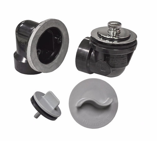 Jones Stephens B07472 Chrome Plated One-Hole Rough-In Bath Waste Kit with Friction Lift Drain and Test Kit, ABS