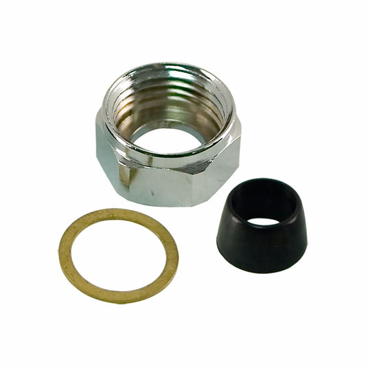 Jones Stephens B10106 1/2" IPS x 1/2" Chrome Plated Brass Basin Nut with Cone Washer and Friction Ring