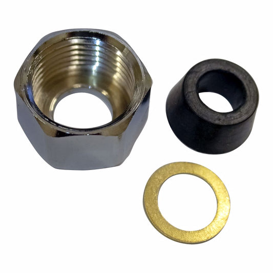Jones Stephens B10107 1/2" IPS x 3/8" Chrome Plated Brass Basin Nut with Cone Washer and Friction Ring