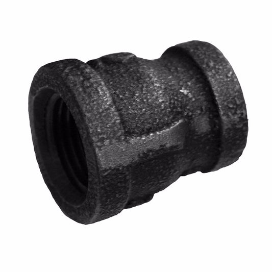 Jones Stephens B1650107 3/4" x 1/2" Black Iron Reducing Coupling, Banded