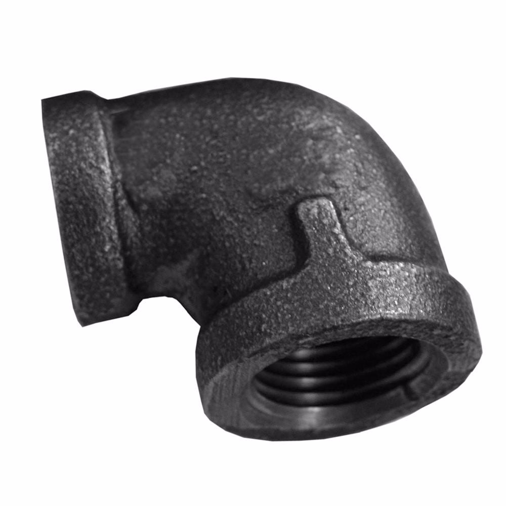 Jones Stephens B2350032 3/8" x 1/4" Black Iron 90° Reducing Elbow, Banded