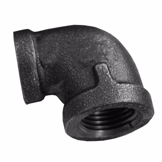 Jones Stephens B2350032 3/8" x 1/4" Black Iron 90° Reducing Elbow, Banded