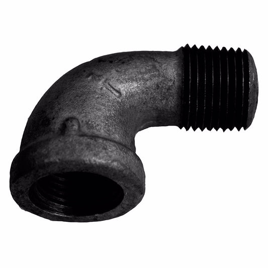 Jones Stephens B2540001 1/8" Black Iron 90° Street Elbow, Banded