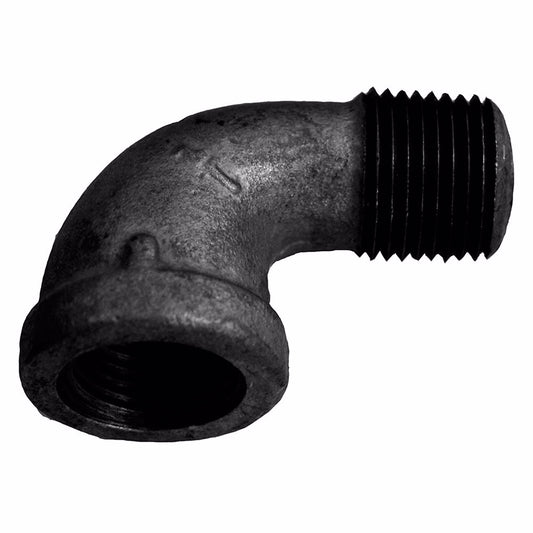 Jones Stephens B2540100 3/4" Black Iron 90° Street Elbow, Banded