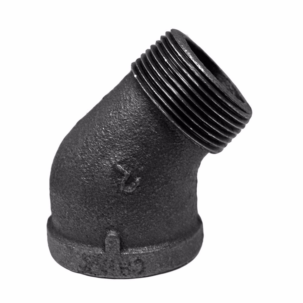 Jones Stephens B2950050 1/2" Black Iron 45° Street Elbow, Banded