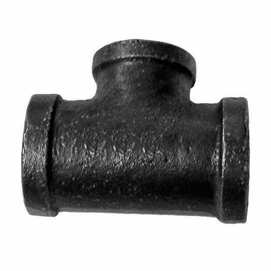 Jones Stephens B4600058 1/2" x 3/8" Black Iron Reducing Tee, Banded