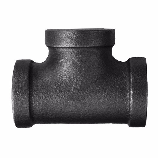 Jones Stephens B4600399 2" x 2" x 1-1/4" Black Iron Reducing Tee, Banded