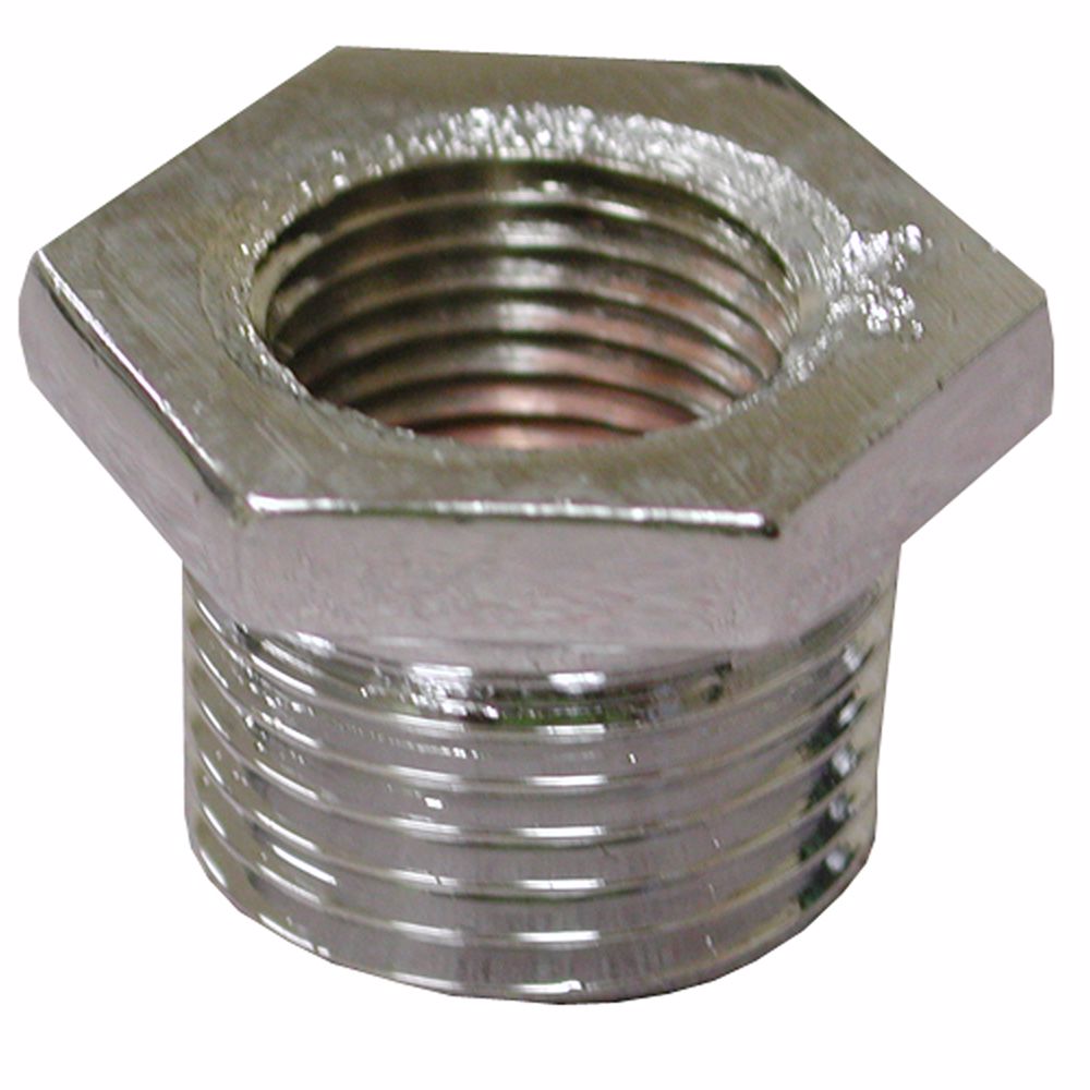 Jones Stephens B50072LF 1/2" x 3/8" Chrome Plated Bronze Hex Bushing