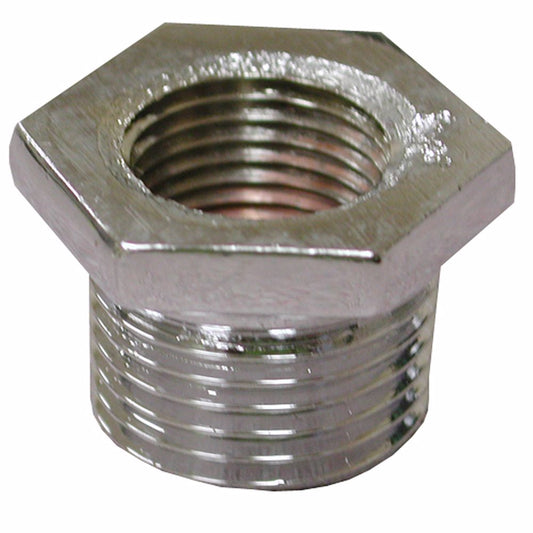 Jones Stephens B50073LF 3/4" x 1/2" Chrome Plated Bronze Hex Bushing