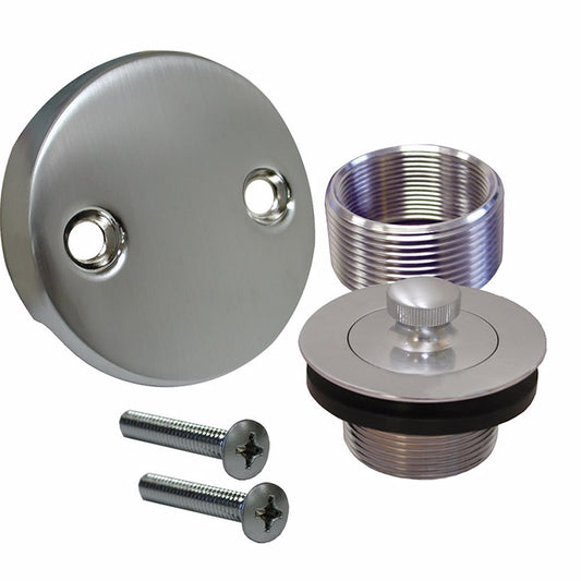 Jones Stephens B5155BS Brushed Stainless Two-Hole Lift and Turn Tub Drain Trim Kit