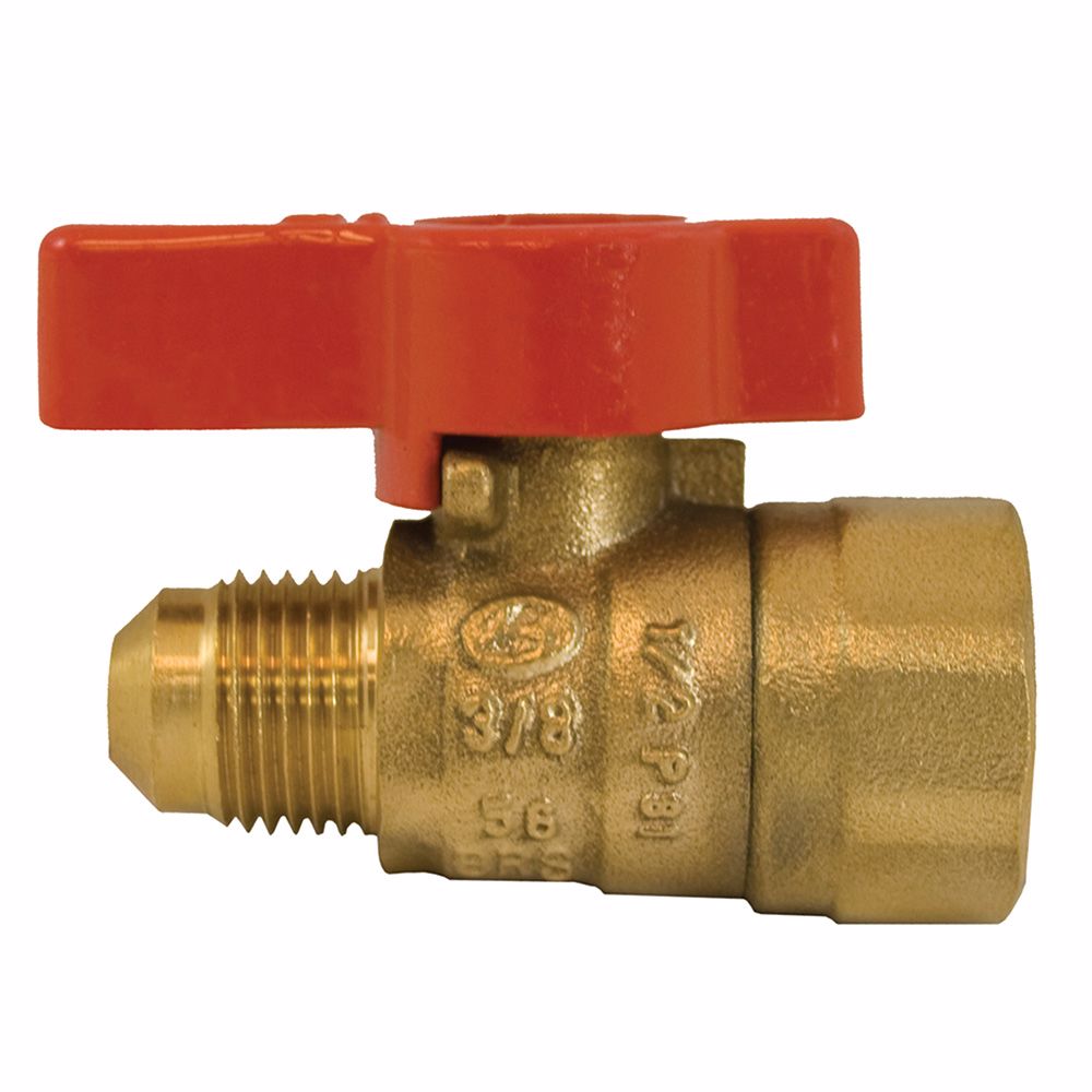 Jones Stephens B67102 3/8" Flare x 1/2" FIP Brass Gas Ball Valve