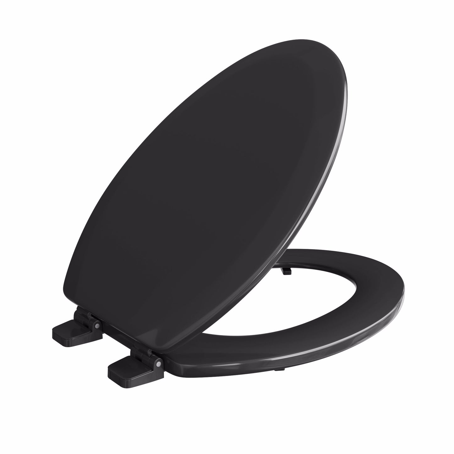 Jones Stephens C014WD90 Black Deluxe Molded Wood Toilet Seat, Closed Front with Cover, Elongated
