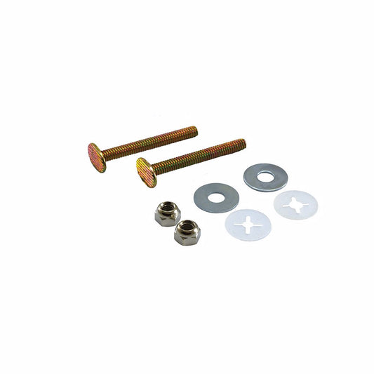 Jones Stephens C02403 50 Pairs of 5/16" x 1-3/4" Brass Plated Closet Bolts with Zinc Plated Round Washers and Tinnerman Nuts, Bagged in Pairs